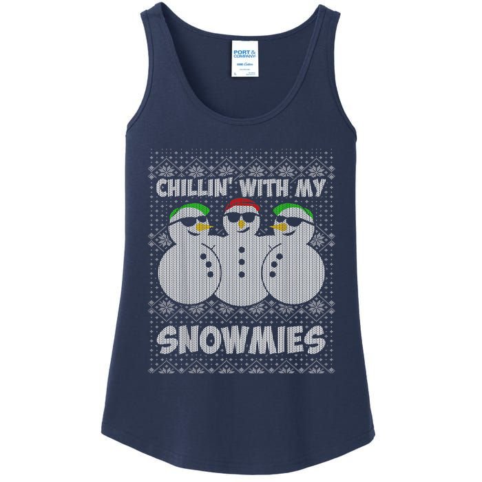 Chillin With My Snowmies Funny Ugly Christmas Ladies Essential Tank