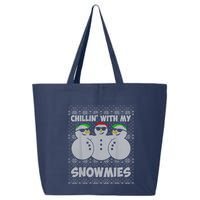 Chillin With My Snowmies Funny Ugly Christmas 25L Jumbo Tote