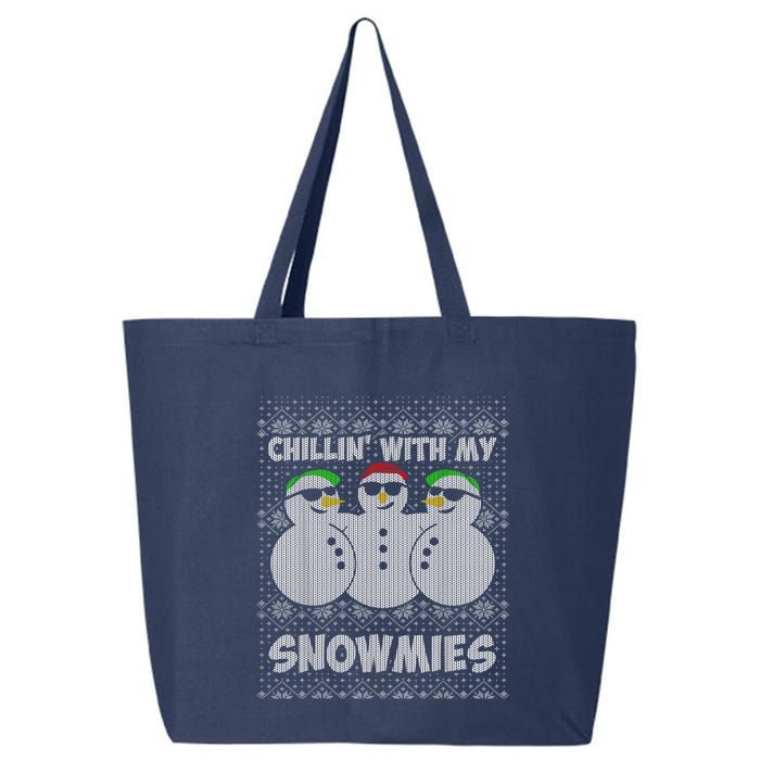 Chillin With My Snowmies Funny Ugly Christmas 25L Jumbo Tote