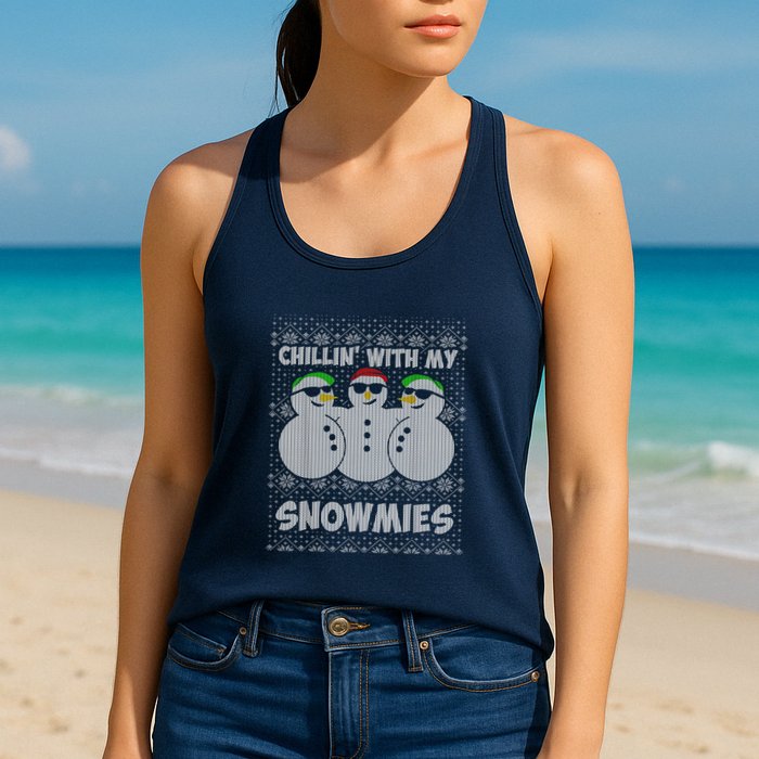 Chillin With My Snowmies Funny Ugly Christmas Womens Tank Top