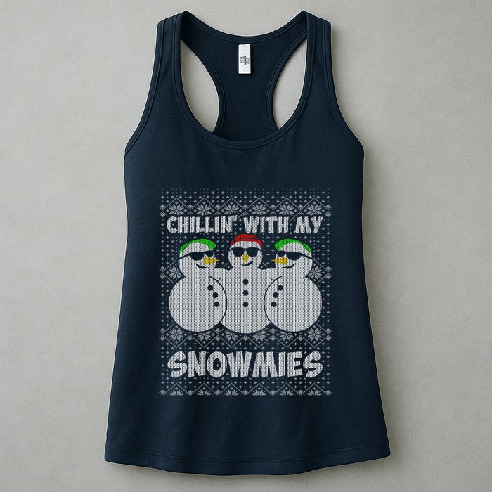 Chillin With My Snowmies Funny Ugly Christmas Womens Tank Top