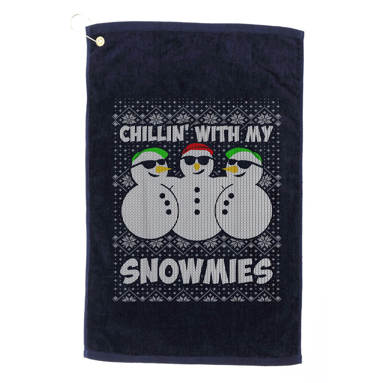 Chillin With My Snowmies Funny Ugly Christmas Golf Towel