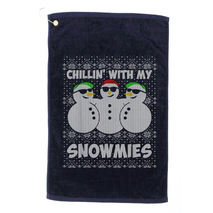 Chillin With My Snowmies Funny Ugly Christmas Golf Towel