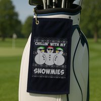 Chillin With My Snowmies Funny Ugly Christmas Golf Towel