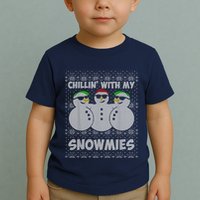 Chillin With My Snowmies Funny Ugly Christmas Toddler T-Shirt