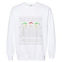 Chillin With My Snowmies Funny Ugly Christmas Garment-Dyed Sweatshirt