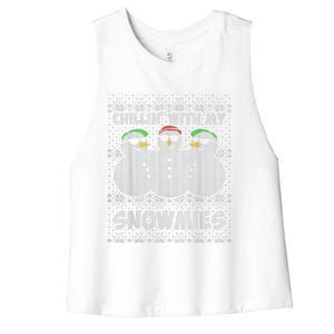 Chillin With My Snowmies Funny Ugly Christmas Women's Racerback Cropped Tank