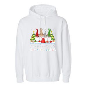 Christmas With My Gnomies Merry Christmas Buffalo Plaid Garment-Dyed Fleece Hoodie