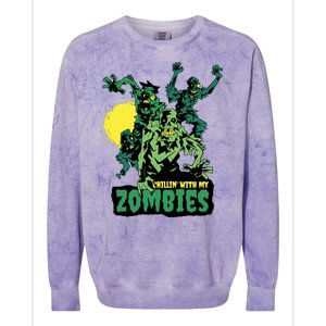 Chilling With My Zombies Colorblast Crewneck Sweatshirt