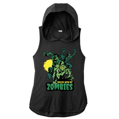 Chilling With My Zombies Ladies PosiCharge Tri-Blend Wicking Draft Hoodie Tank