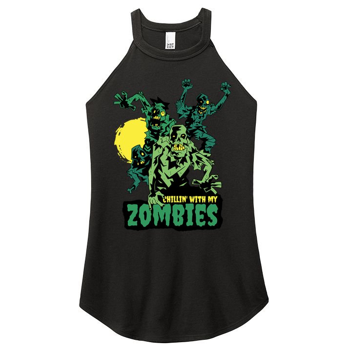 Chilling With My Zombies Women's Perfect Tri Rocker Tank