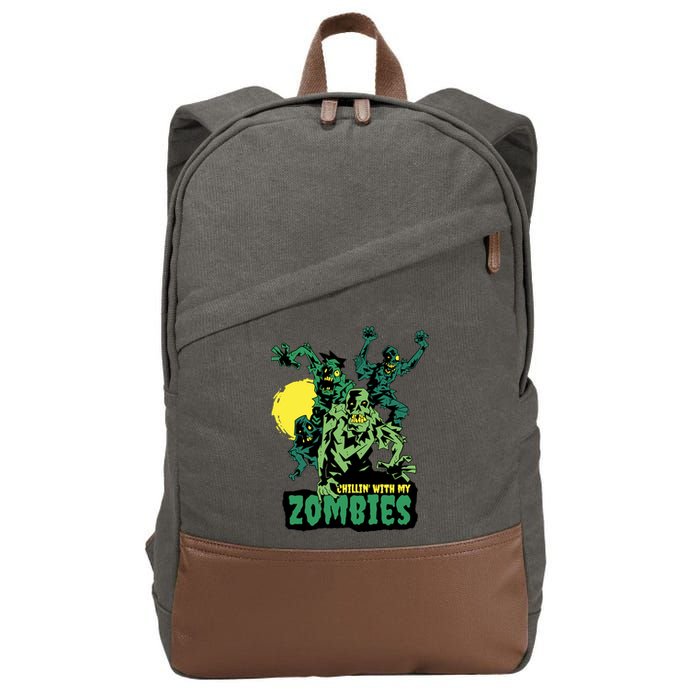 Chilling With My Zombies Cotton Canvas Backpack