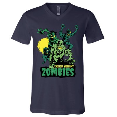 Chilling With My Zombies V-Neck T-Shirt