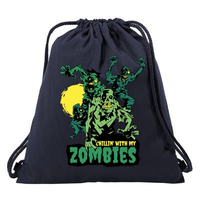 Chilling With My Zombies Drawstring Bag
