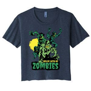 Chilling With My Zombies Women's Crop Top Tee