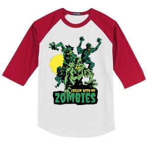 Chilling With My Zombies Kids Colorblock Raglan Jersey