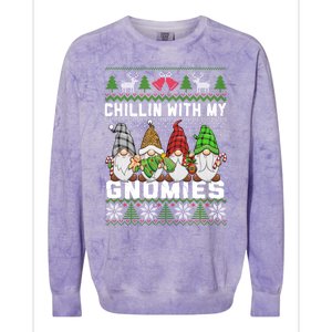 Chillin With My Gnomies Christmas Cute Gnomes Ugly Sweater Gift Colorblast Crewneck Sweatshirt