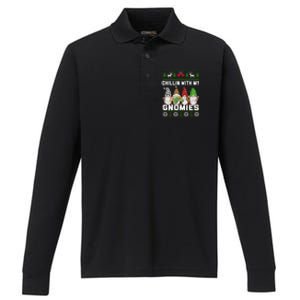 Chillin With My Gnomies Christmas Cute Gnomes Ugly Sweater Gift Performance Long Sleeve Polo