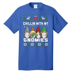 Chillin With My Gnomies Christmas Cute Gnomes Ugly Sweater Gift Tall T-Shirt