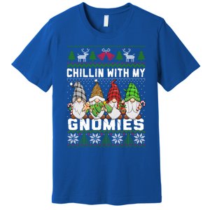 Chillin With My Gnomies Christmas Cute Gnomes Ugly Sweater Gift Premium T-Shirt