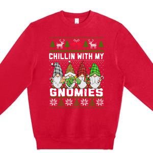 Chillin With My Gnomies Christmas Cute Gnomes Ugly Sweater Gift Premium Crewneck Sweatshirt