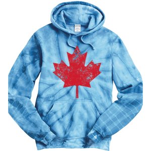 Canada Women Men Distressed Red Maple Leaf Canada Day Tie Dye Hoodie