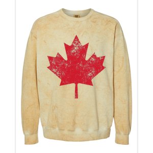 Canada Women Men Distressed Red Maple Leaf Canada Day Colorblast Crewneck Sweatshirt