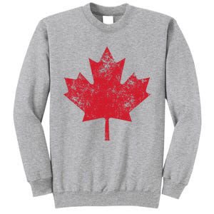 Canada Women Men Distressed Red Maple Leaf Canada Day Tall Sweatshirt