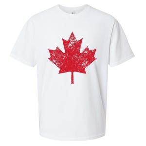 Canada Women Men Distressed Red Maple Leaf Canada Day Sueded Cloud Jersey T-Shirt