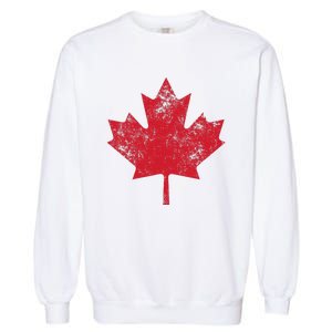 Canada Women Men Distressed Red Maple Leaf Canada Day Garment-Dyed Sweatshirt