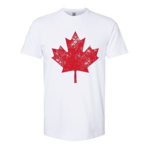 Canada Women Men Distressed Red Maple Leaf Canada Day Softstyle CVC T-Shirt