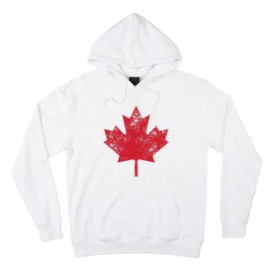 Canada Women Men Distressed Red Maple Leaf Canada Day Hoodie