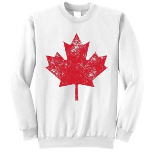 Canada Women Men Distressed Red Maple Leaf Canada Day Sweatshirt