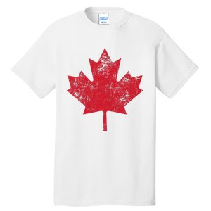 Canada Women Men Distressed Red Maple Leaf Canada Day Tall T-Shirt