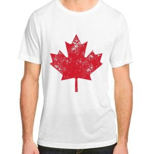 Canada Women Men Distressed Red Maple Leaf Canada Day Adult ChromaSoft Performance T-Shirt