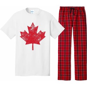 Canada Women Men Distressed Red Maple Leaf Canada Day Pajama Set