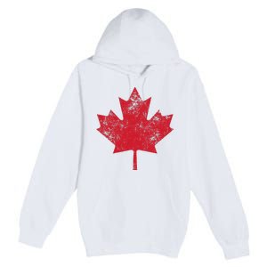 Canada Women Men Distressed Red Maple Leaf Canada Day Premium Pullover Hoodie