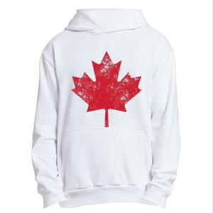 Canada Women Men Distressed Red Maple Leaf Canada Day Urban Pullover Hoodie