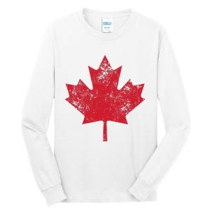 Canada Women Men Distressed Red Maple Leaf Canada Day Tall Long Sleeve T-Shirt