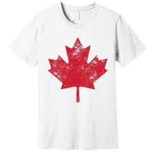 Canada Women Men Distressed Red Maple Leaf Canada Day Premium T-Shirt