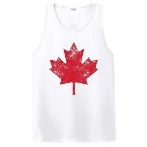 Canada Women Men Distressed Red Maple Leaf Canada Day PosiCharge Competitor Tank