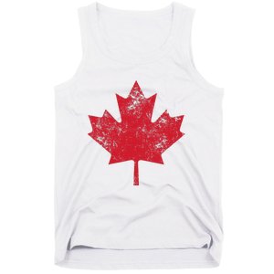 Canada Women Men Distressed Red Maple Leaf Canada Day Tank Top