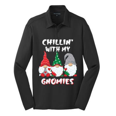 Chilling With My Gnomies Christmas Gift Silk Touch Performance Long Sleeve Polo