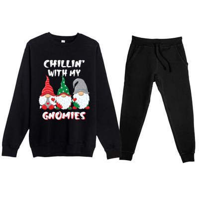 Chilling With My Gnomies Christmas Gift Premium Crewneck Sweatsuit Set