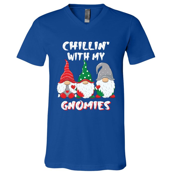 Chilling With My Gnomies Christmas Gift V-Neck T-Shirt