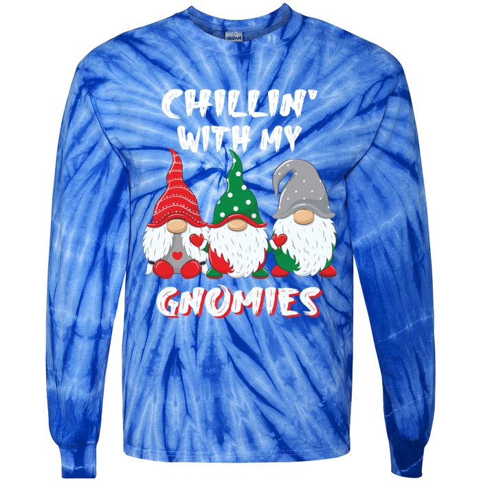 Chilling With My Gnomies Christmas Gift Tie-Dye Long Sleeve Shirt