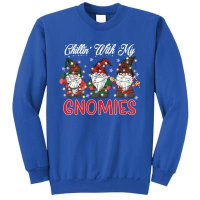 Chillin With My Gnomies Christmas Red Gnomes Plaid Buffalo Gift Sweatshirt