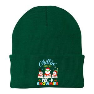 Chillin With My PreK Snowmies Teacher Christmas Xmas Lights Knit Cap Winter Beanie