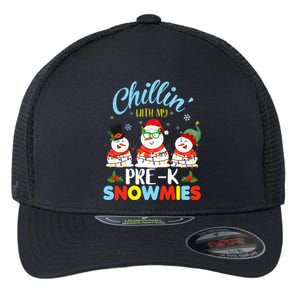 Chillin With My PreK Snowmies Teacher Christmas Xmas Lights Flexfit Unipanel Trucker Cap