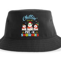 Chillin With My PreK Snowmies Teacher Christmas Xmas Lights Sustainable Bucket Hat